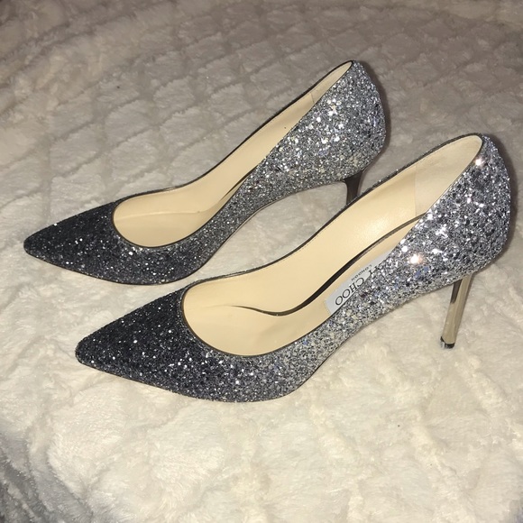 Jimmy Choo Shoes - Jimmy Choo Romy Heel Navy Silver Glitter Degrade